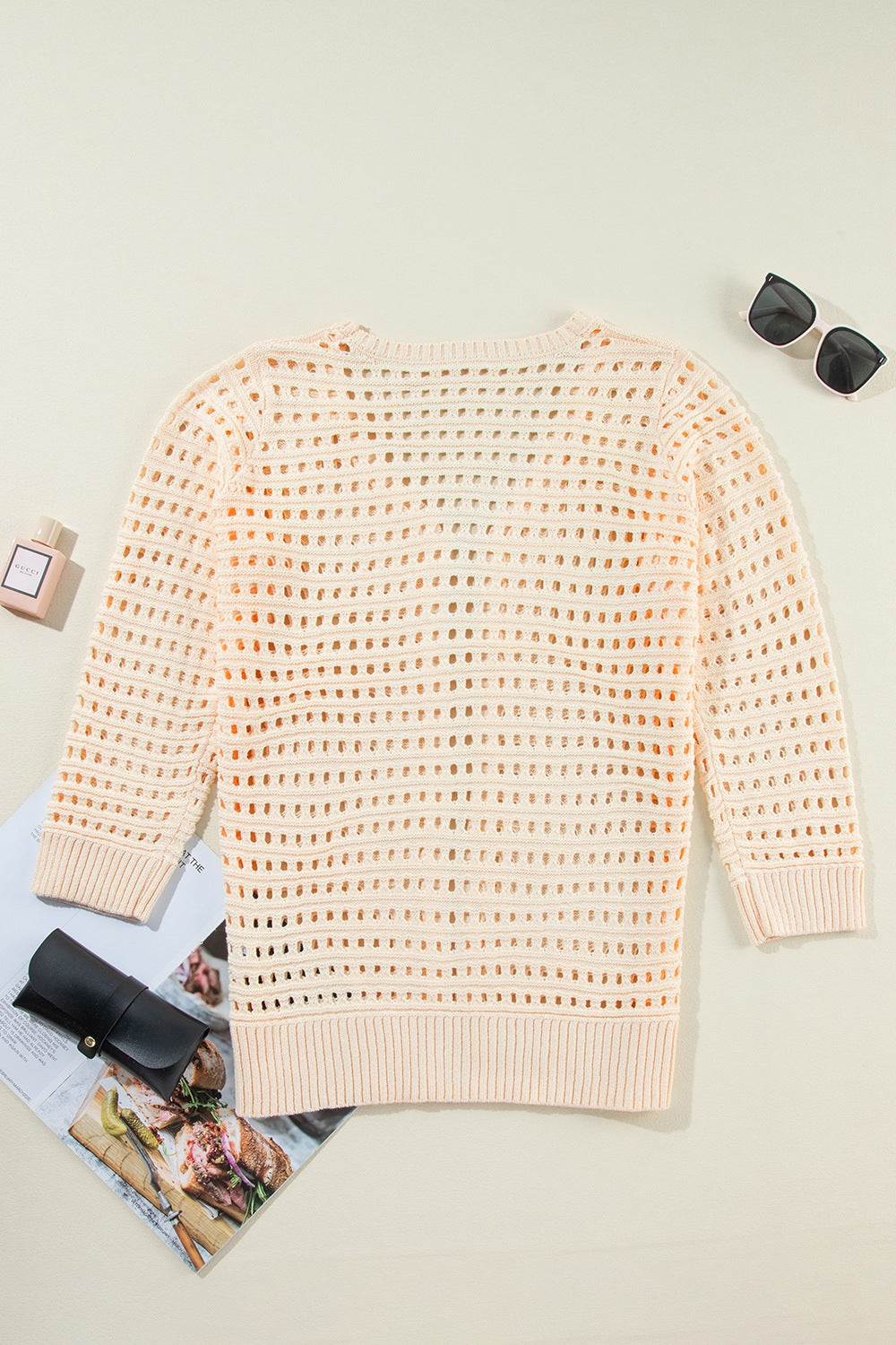 Openwork Open Front Cardigan