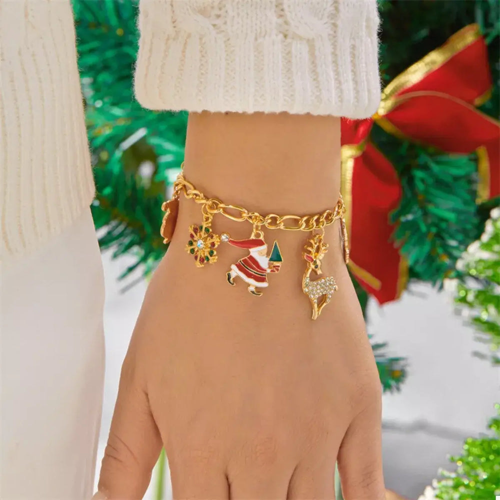 Christmas 18K Gold-Plated Charm Bracelet