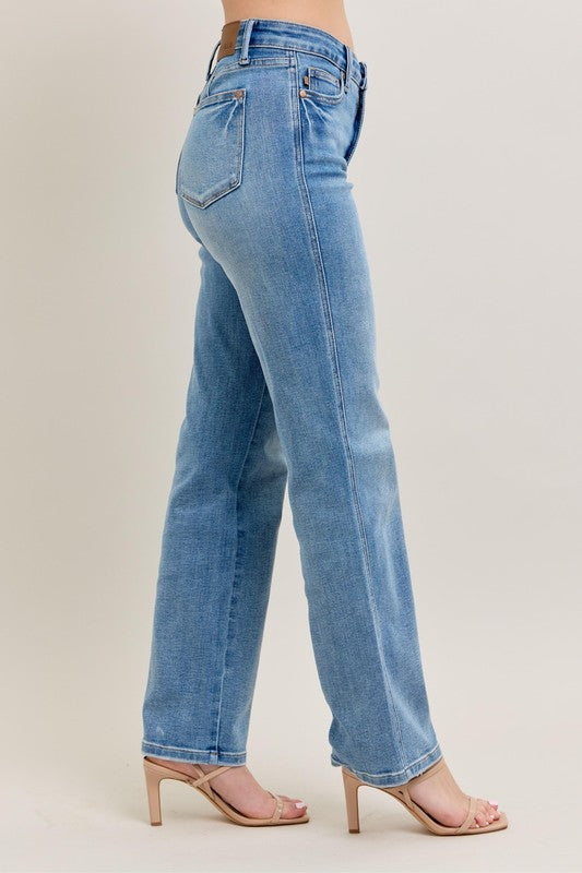 Judy Blue Full Size Tummy Control Vintage Wash Straight Jeans Plus Size