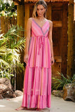 Printed Surplice Maxi Cami Dress