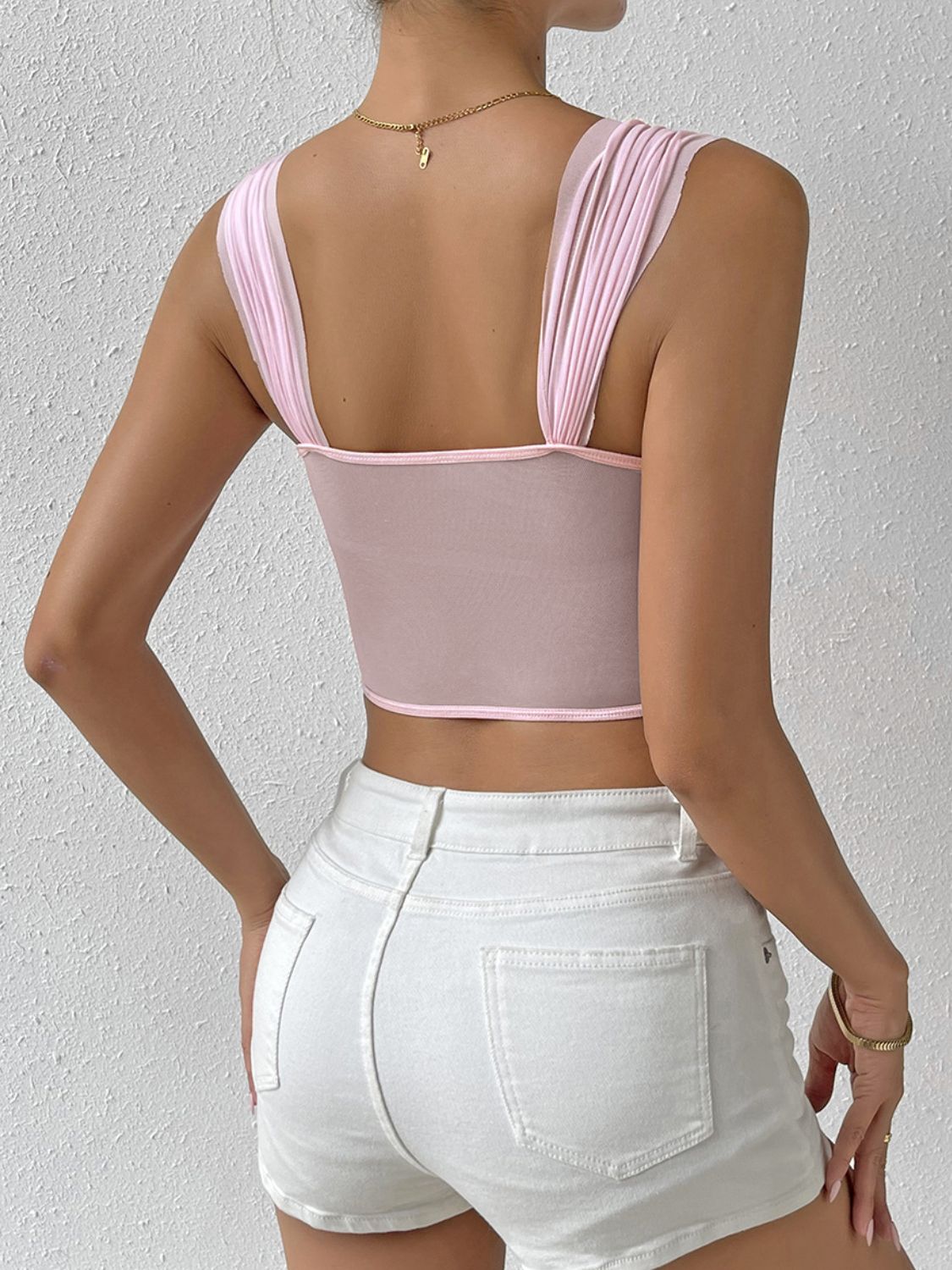 Lace-Up Flower Sweetheart Neck Cami