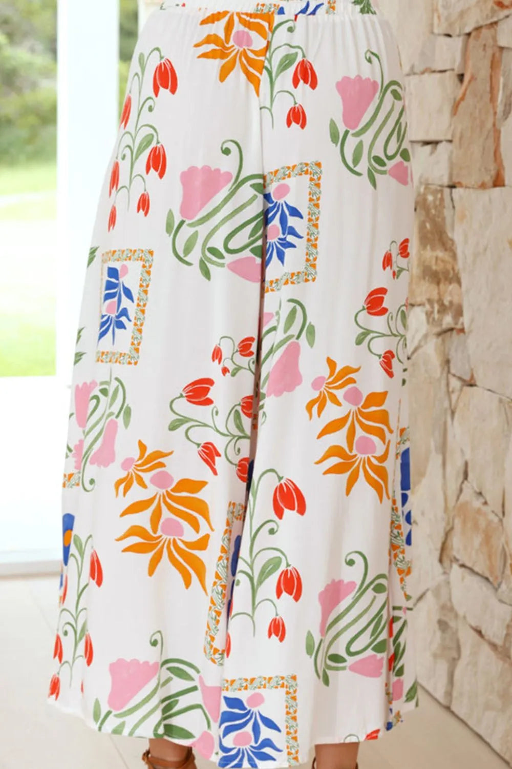 Printed Square Neck Top and Pants Set