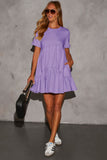 Tiered Round Neck Short Sleeve Mini Dress