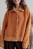 Collared Neck Button Down Long Sleeve Cardigan