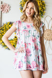 Heimish Full Size Butterfly Short Sleeve Round Neck Floral Print Tiered Top Plus Size
