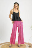 Umgee Wide Leg Textured Pants