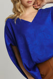 Umgee Full Size Satin Animal Print Jacquard Top Plus Size