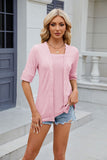 Texture Square Neck Half Sleeve Blouse