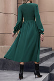 Perfee Smocked Long Sleeve Midi Dress