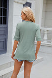 Texture Square Neck Short Sleeve Blouse