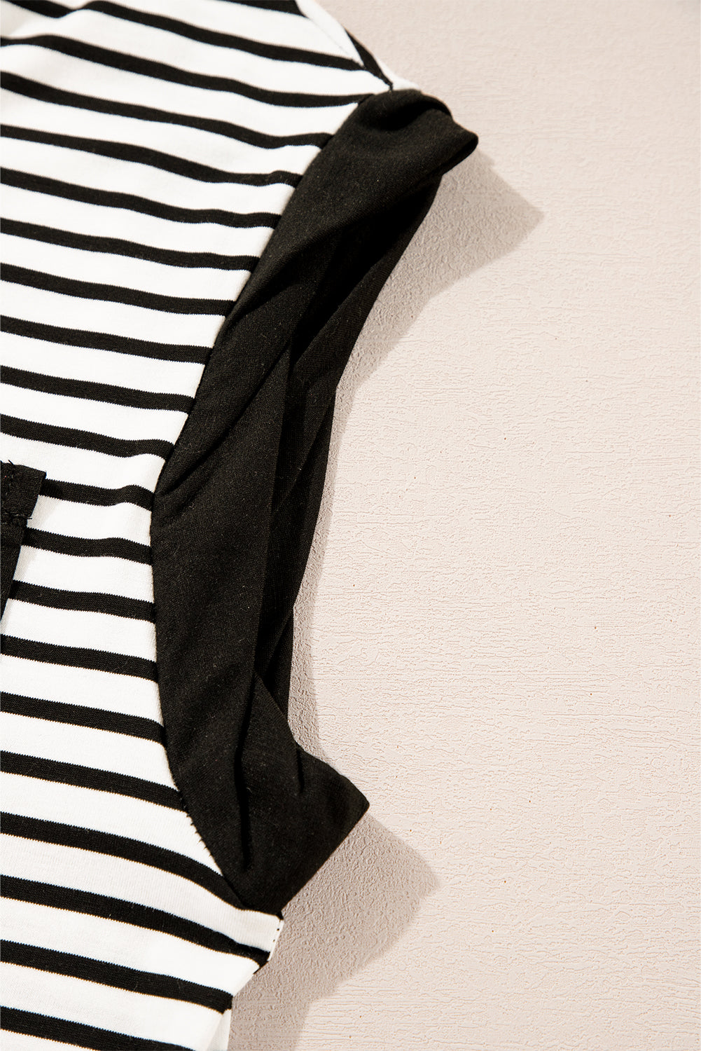 Striped Round Neck Cap Sleeve Top
