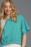 Umgee Full Size Lightweight Cropped Sweatshirt Plus Size