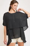 Umgee Full Size Cuffed Half Sleeve Layered Top Plus Size