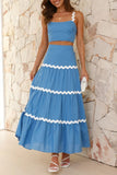 Contrast Trim Cami and Maxi Skirt Set