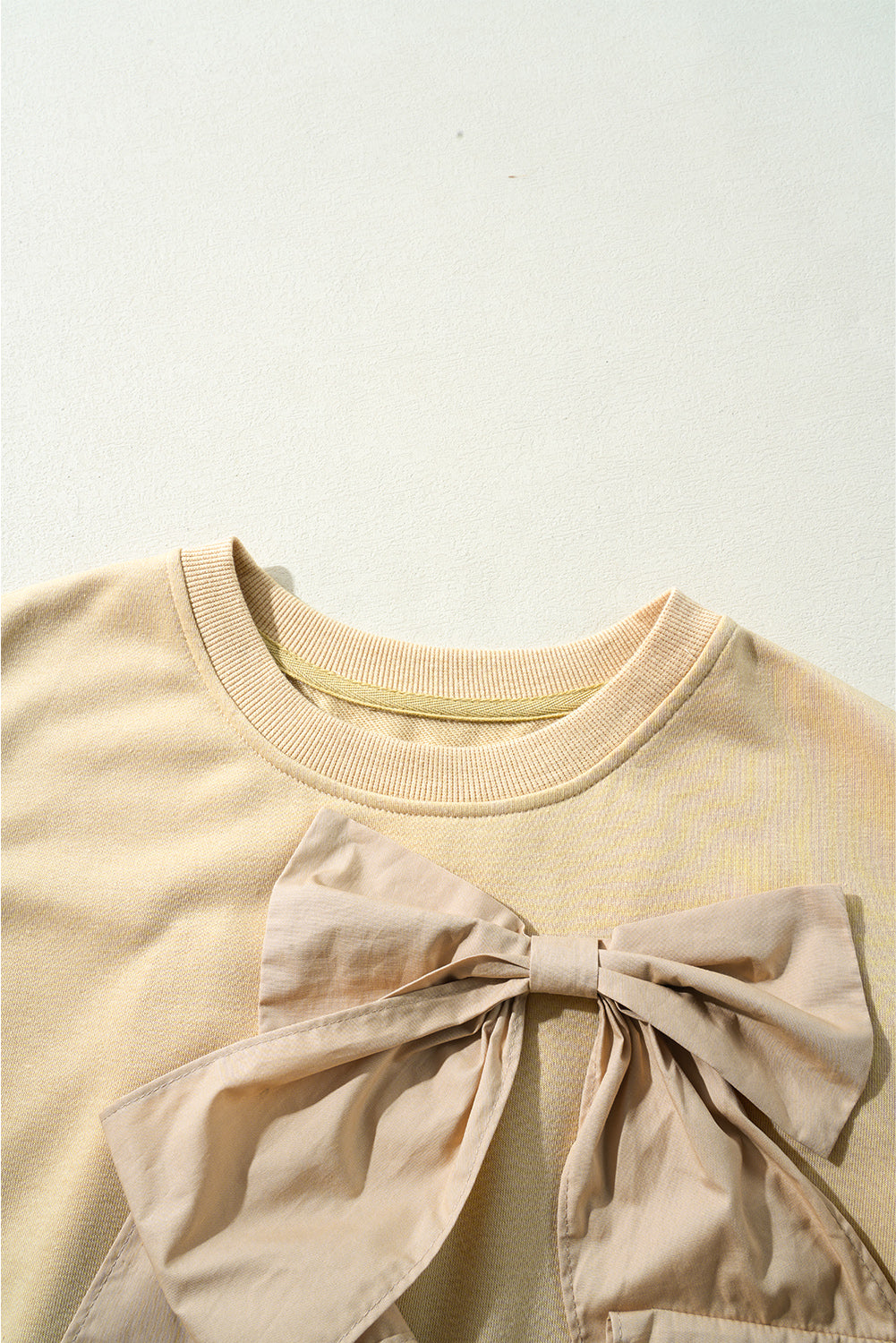 Bow Ruffled Round Neck Cap Sleeve Blouse