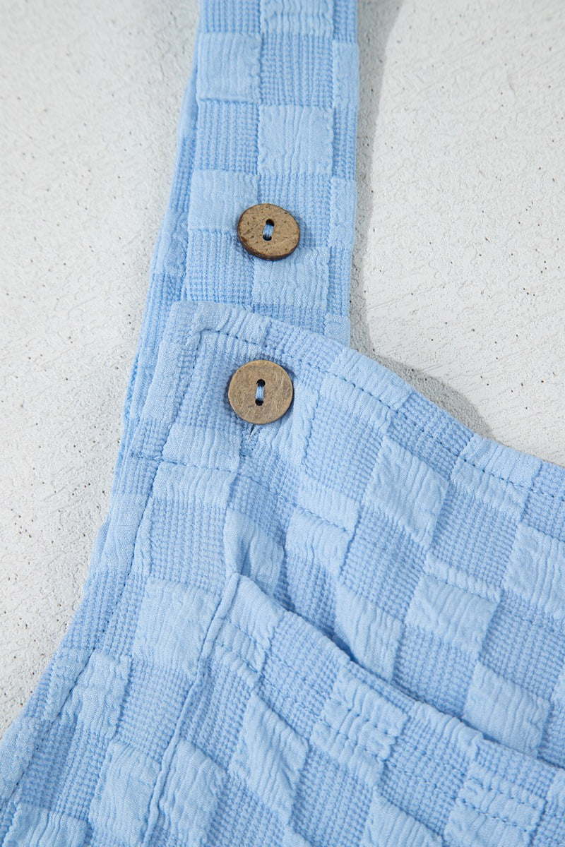 Checkered Pocketed Wide Leg Overalls