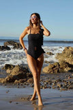 Davi & Dani Solid One Shoulder Ruffle One Piece Swimsuit