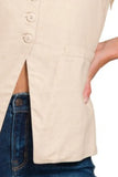 Zenana Linen Tie-back 4-button Vest with Lining