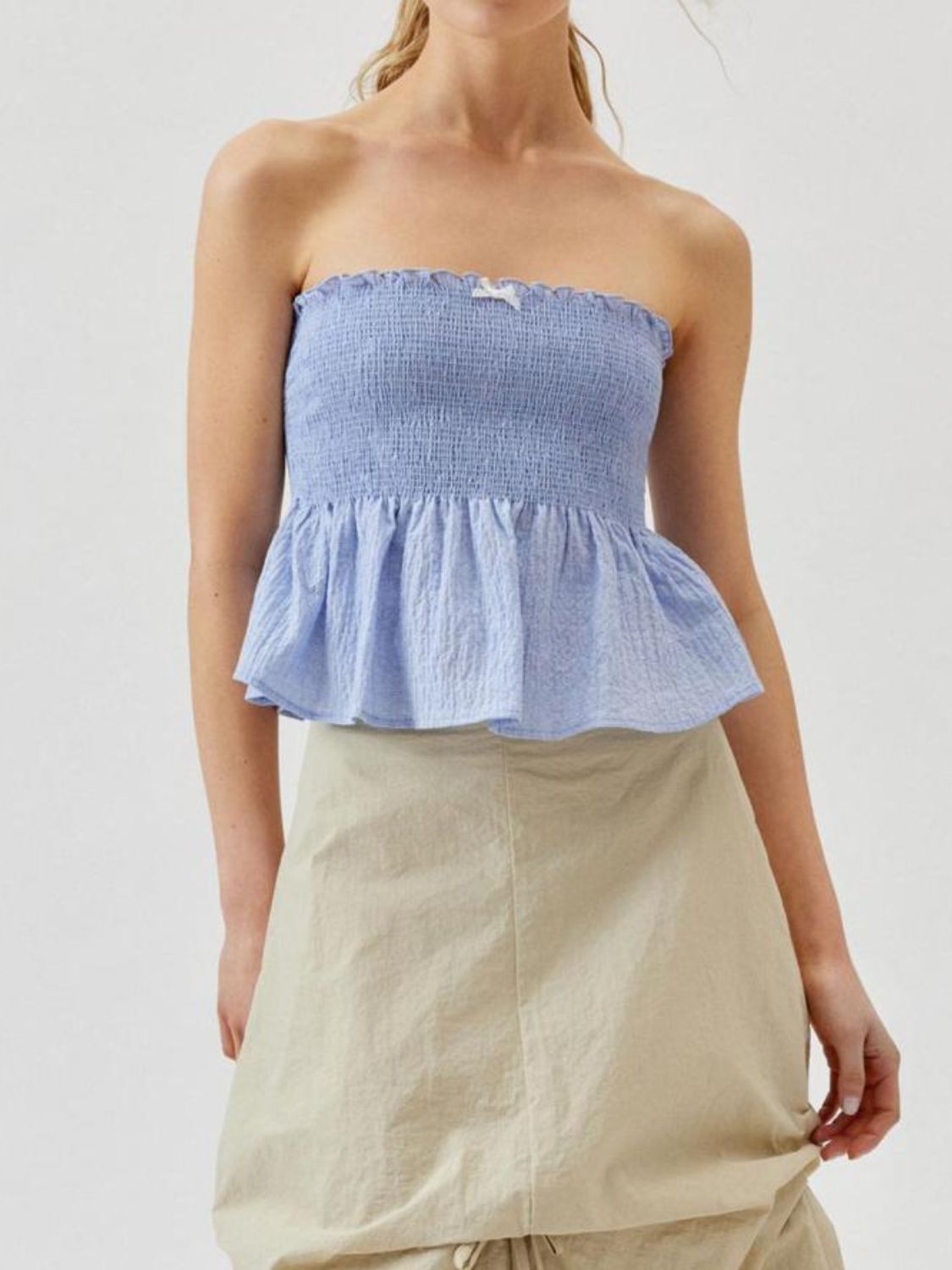 Smocked Peplum Tube Top