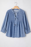 Bow Tie Long Sleeve Denim Top
