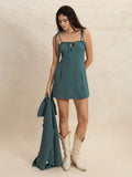 Tie Shoulder Mini Dress and Long Sleeve Top Set