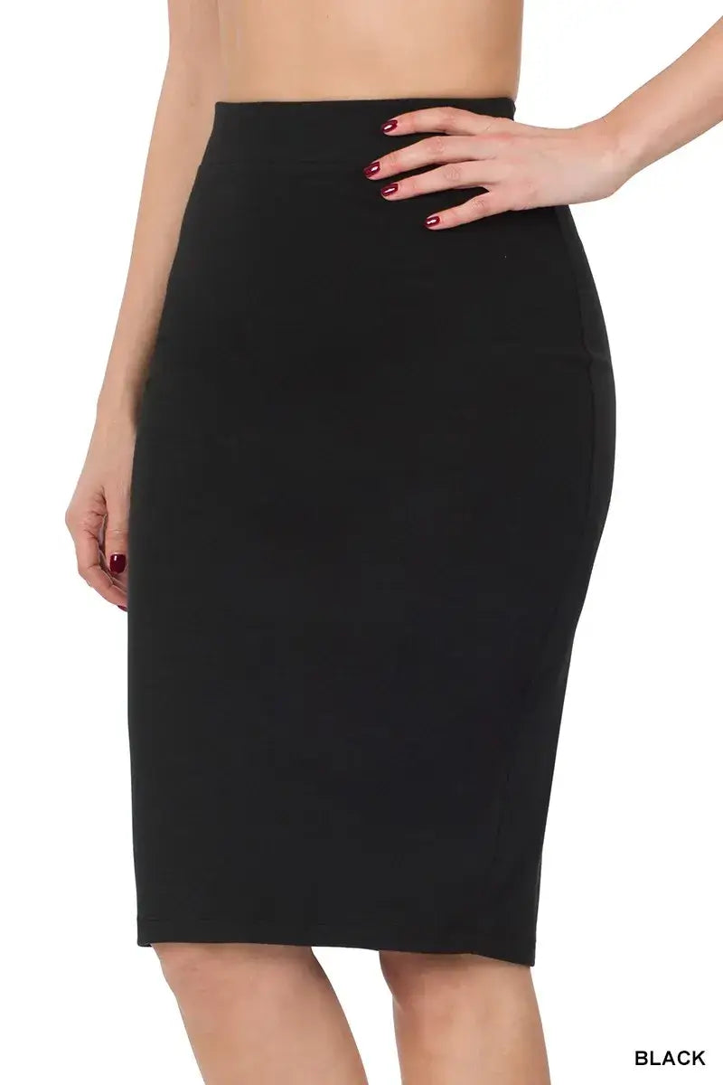 Zenana Premium Cotton Basic Knee Skirt