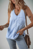 Backless Halter Neck Denim Top