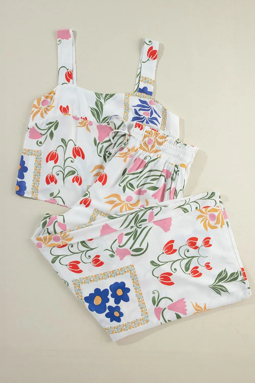 Printed Square Neck Top and Pants Set