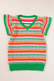 Contrast Striped V-Neck Knit Top