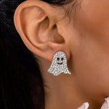 2 Pair Halloween Ghost Rhinestone Stud Earrings