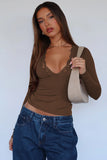 Lace Detail V-Neck Long Sleeve T-Shirt