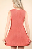 VERY J Slit Round Neck Top and Shorts Sweater Set