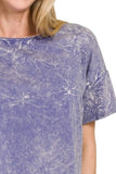 Zenana Washed Crew Neck Short Sleeve Crop Box Tee