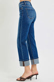 RISEN Full Size High Rise Ankle Straight Cuffed Jeans Plus Size