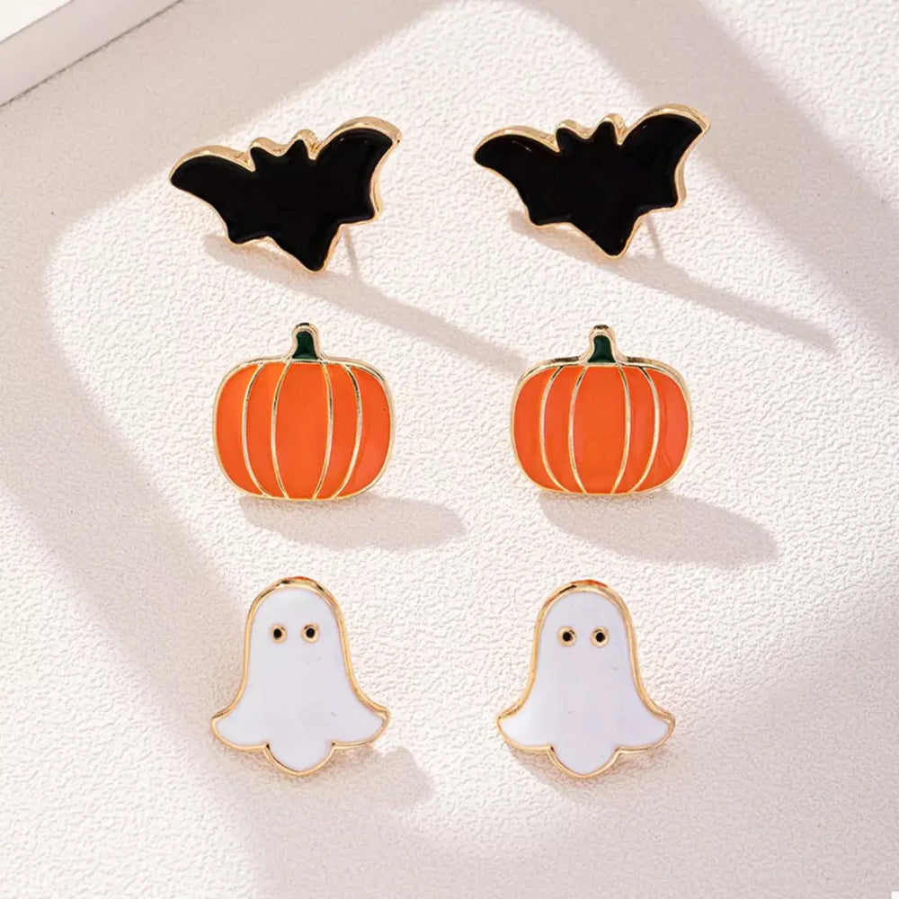 3-Pair Halloween Stud Earrings