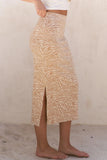 Jade By Jane Full Size Zebra Print Side Slit Midi Skirt Plus Size