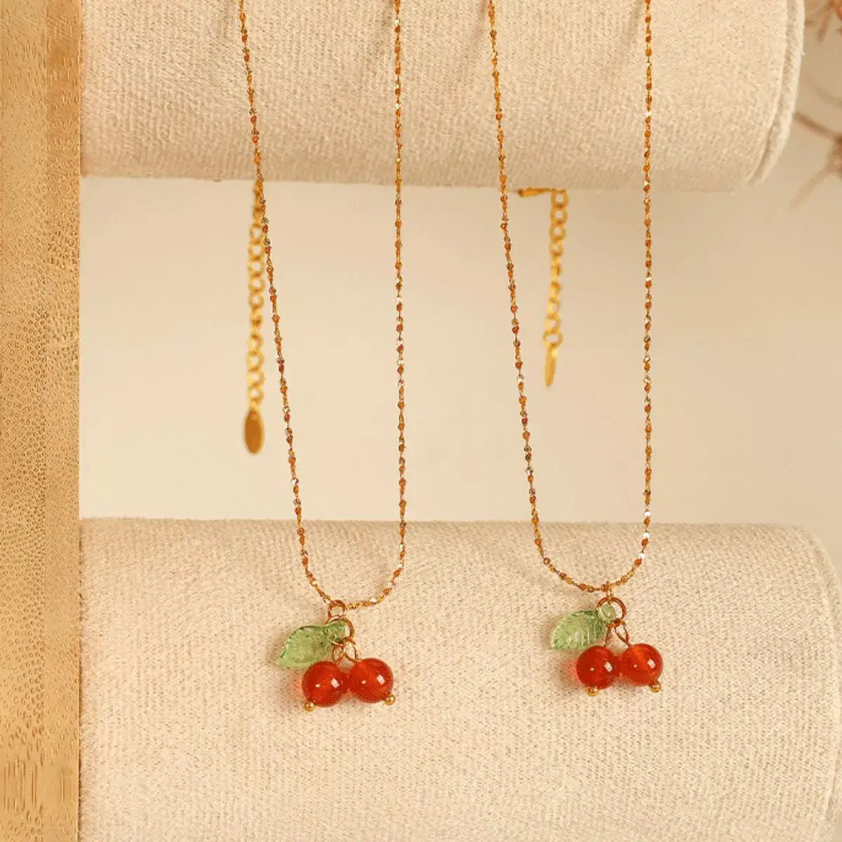 Agate Cherry Pendant Necklace