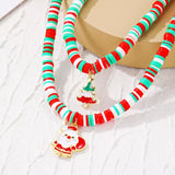 Alloy Christmas Necklace with Santa and Christmas Tree Pendant