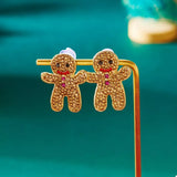 Alloy Gingerbread Man Stud Earrings