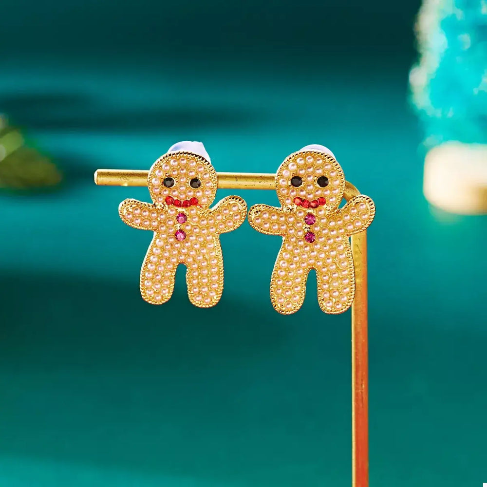 Alloy Gingerbread Man Stud Earrings