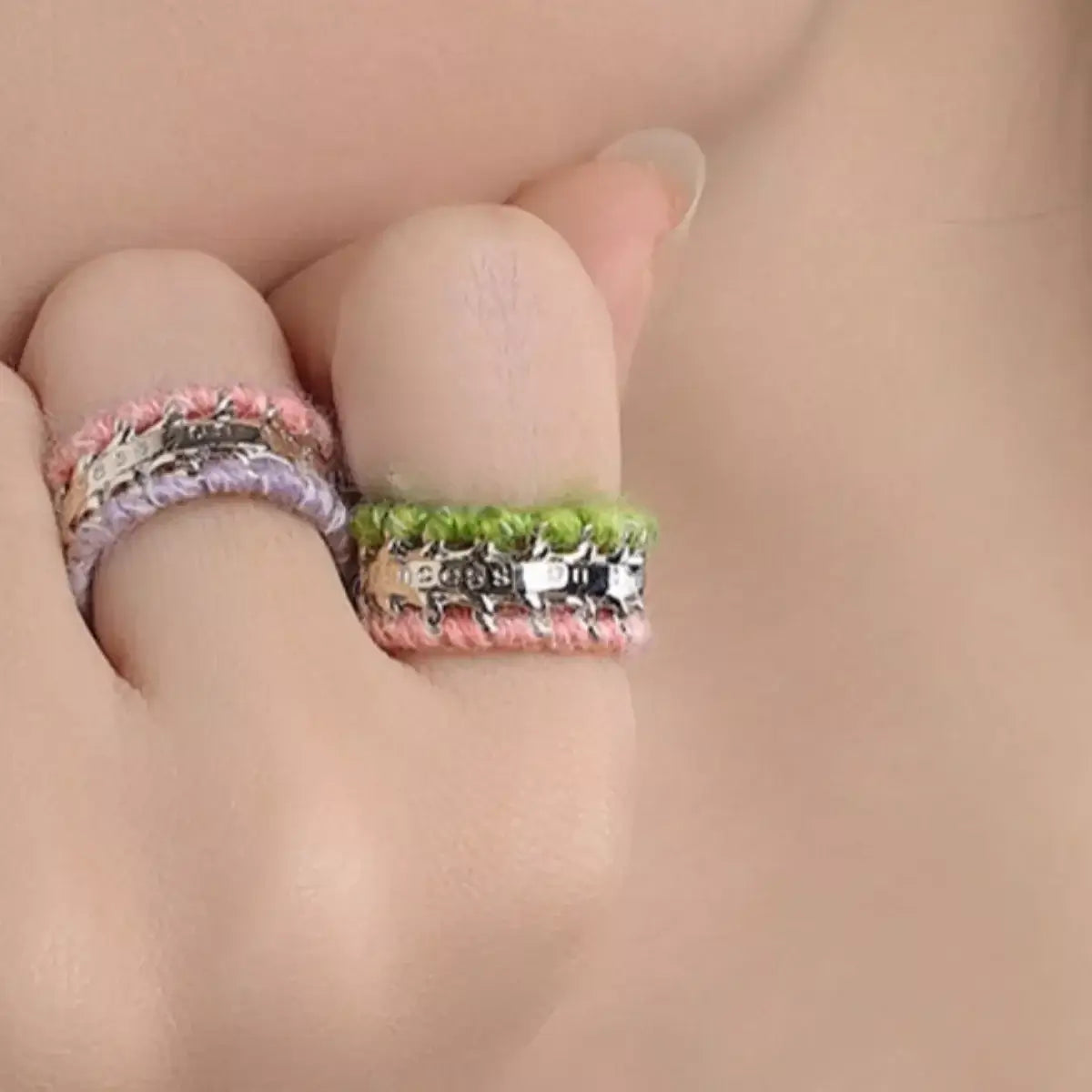 Brass Yarn-Wrapped Open Ring