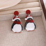 Christmas Penguin Santa Hat Holiday Earrings