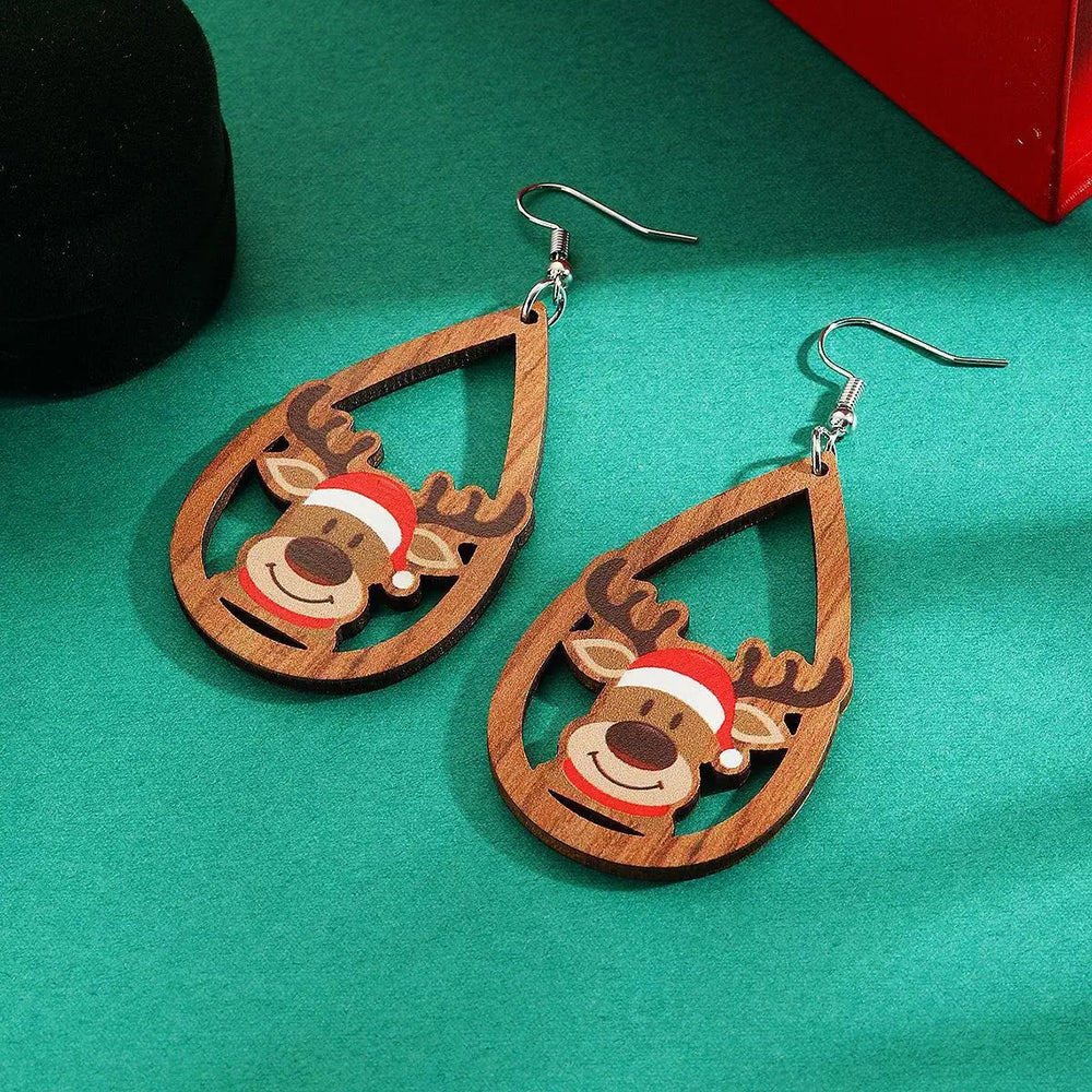 Christmas Reindeer Teardrop Dangle Earrings