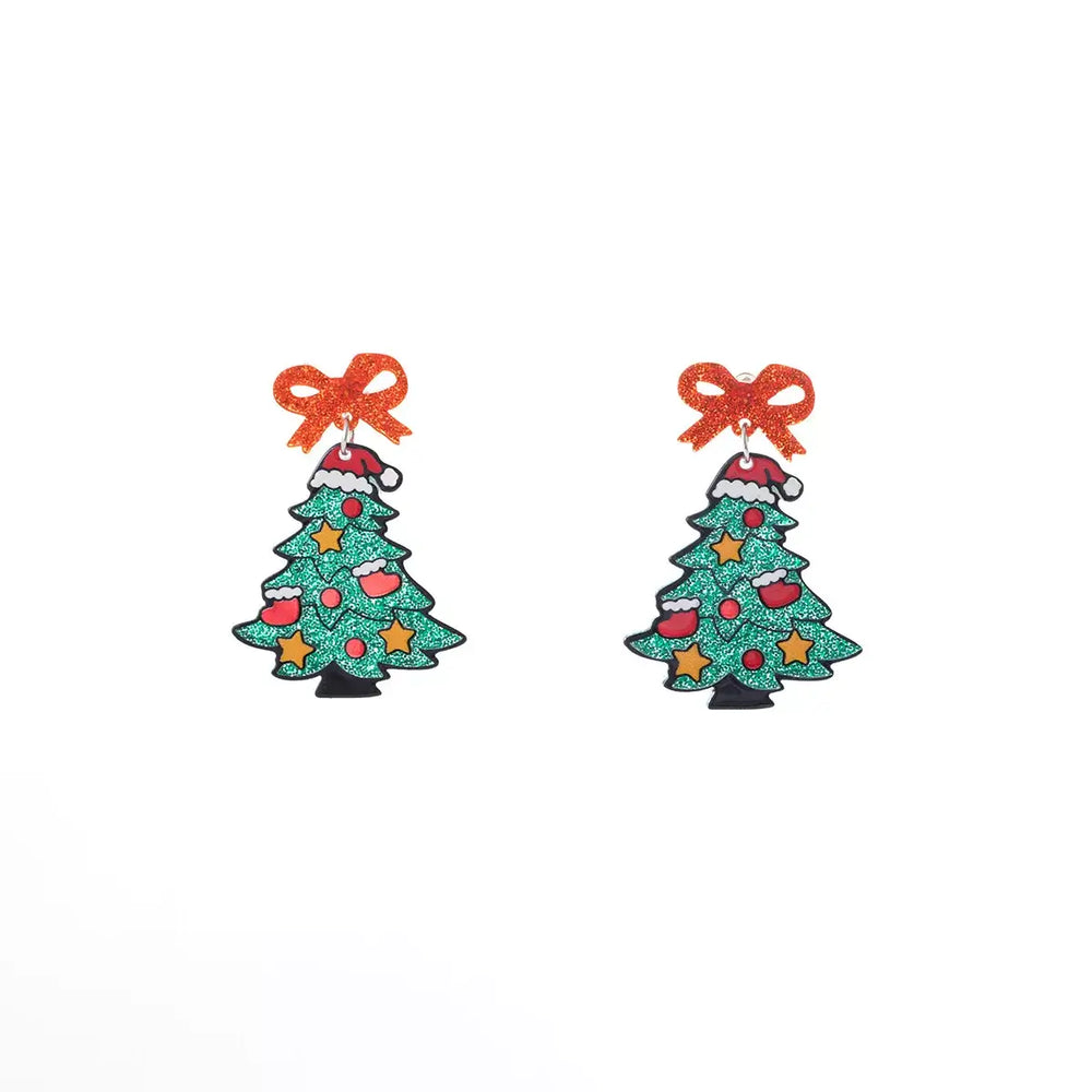 Christmas Tree Drop Earrings – Acrylic Holiday | Felvior