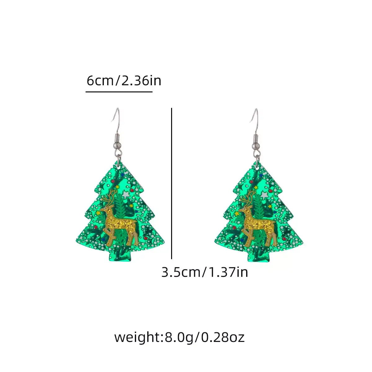 Christmas Tree Glitter Dangle Earrings