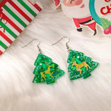 Christmas Tree Glitter Dangle Earrings