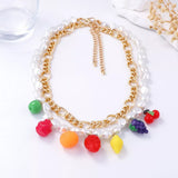 Colorful Charm Double Layered Necklace | 18K Gold