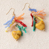 Colorful Resin Heart Dangle Earrings
