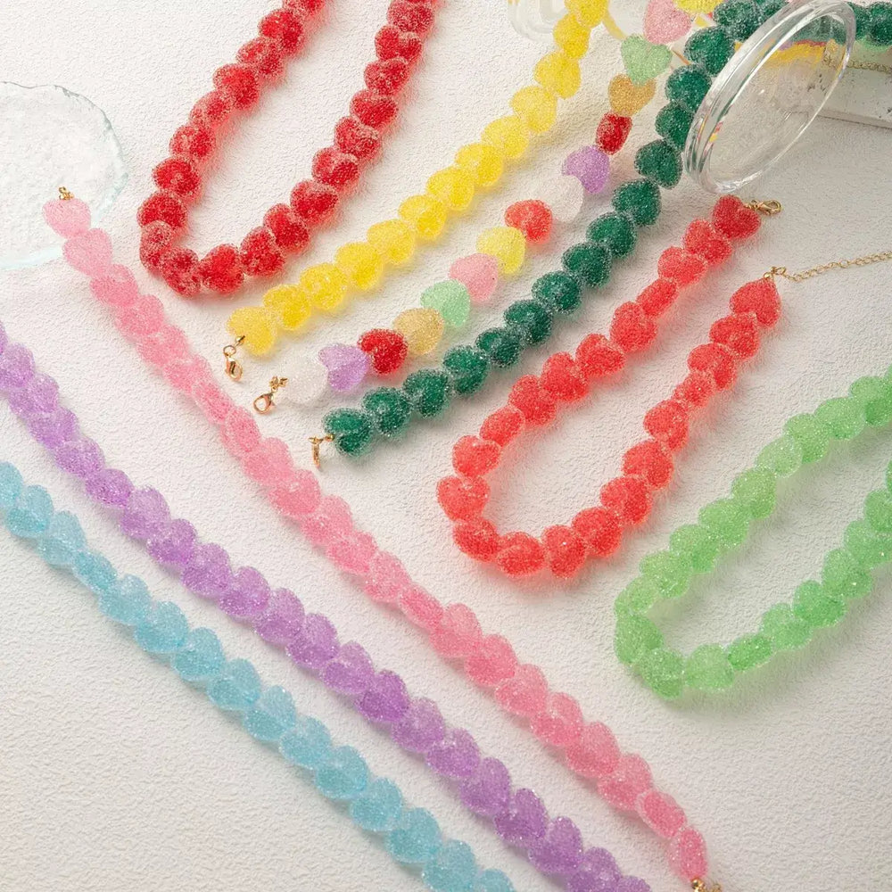 Colorful Resin Heart Necklace - Elegant Jewelry