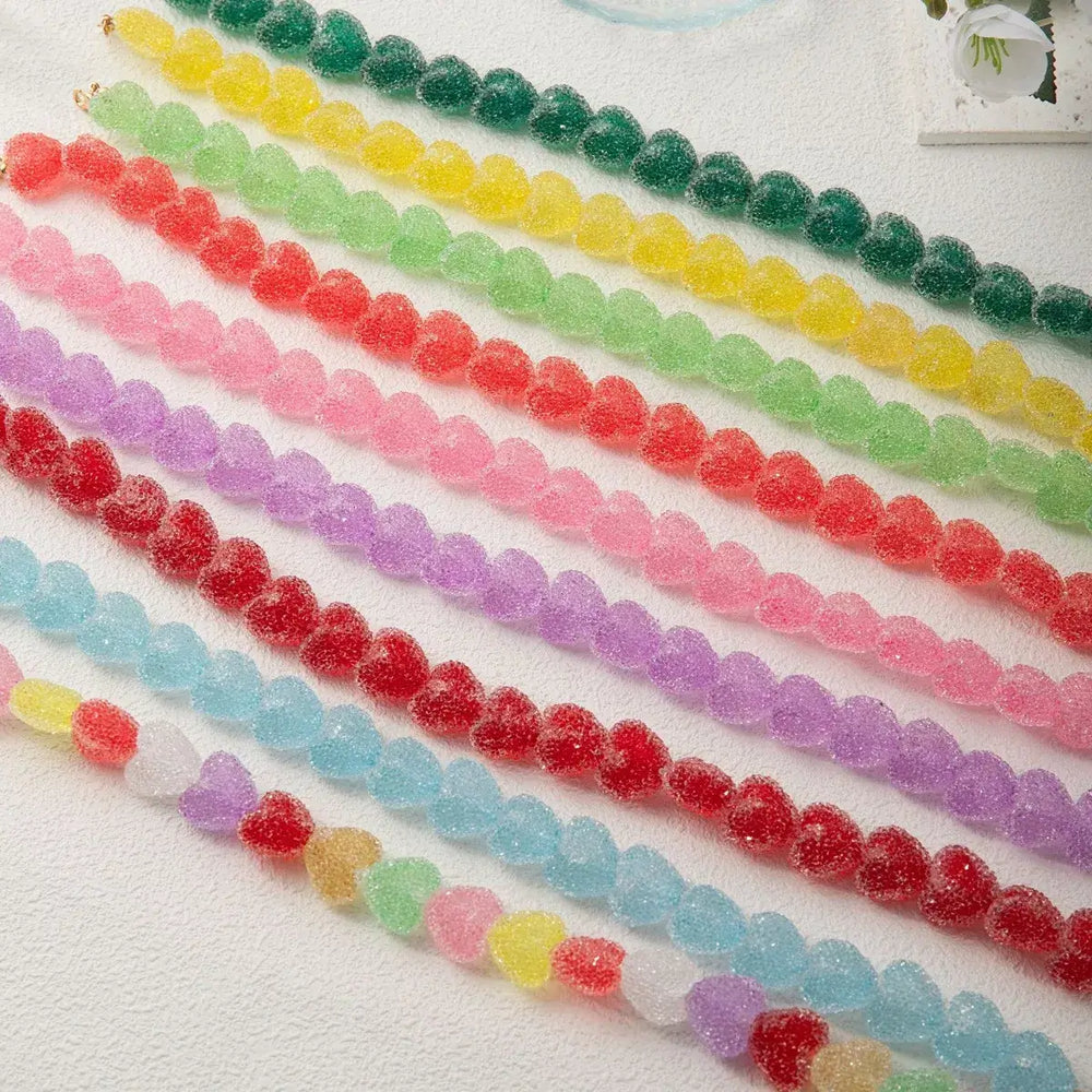 Colorful Resin Heart Necklace - Elegant Jewelry